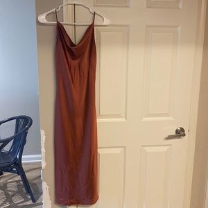 Petal & Pup Rust Satin Midi Dress